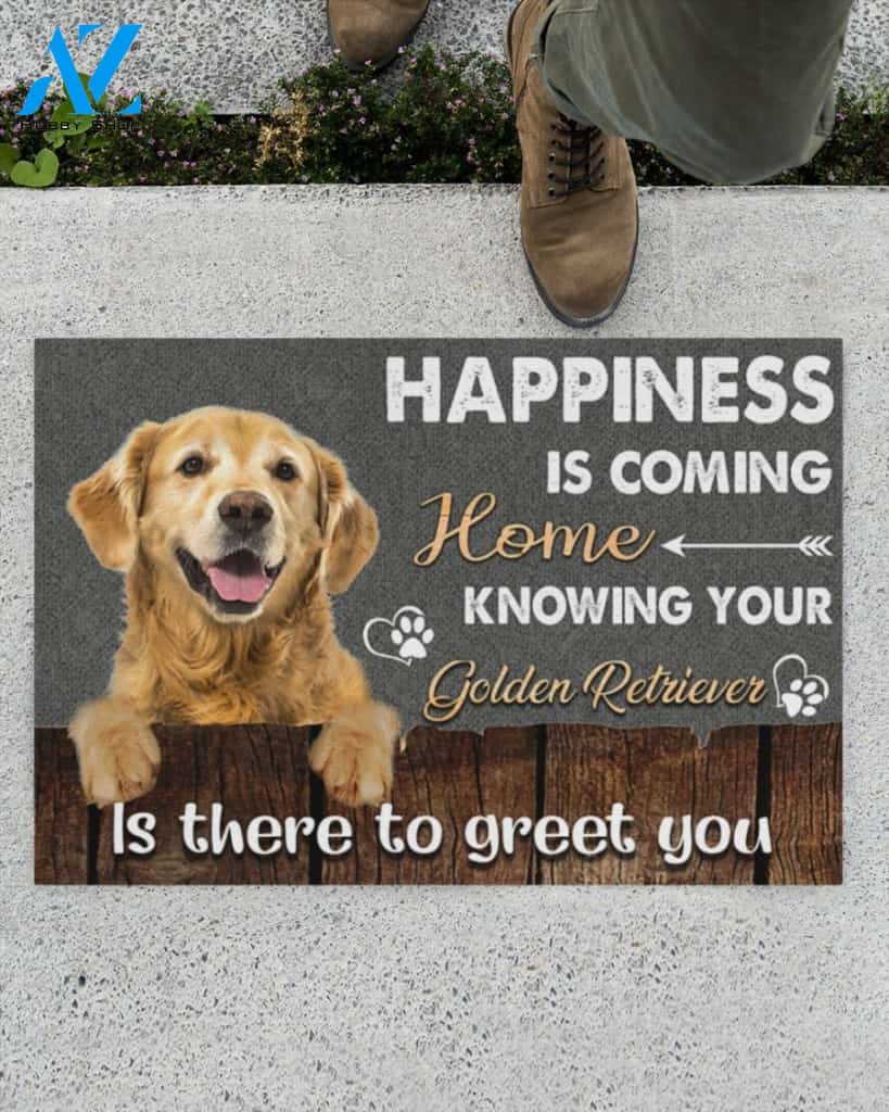 Golden Retriever Happiness Is Coming Home Funny Doormat Gift For Dog Lovers Birthday Gift Home Decor Warm House Gift Welcome Mat