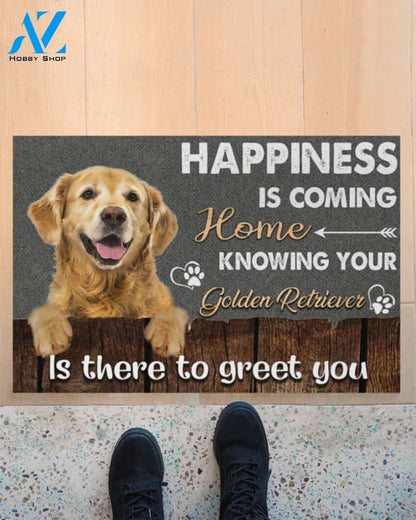 Golden Retriever Happiness Is Coming Home Funny Doormat Gift For Dog Lovers Birthday Gift Home Decor Warm House Gift Welcome Mat