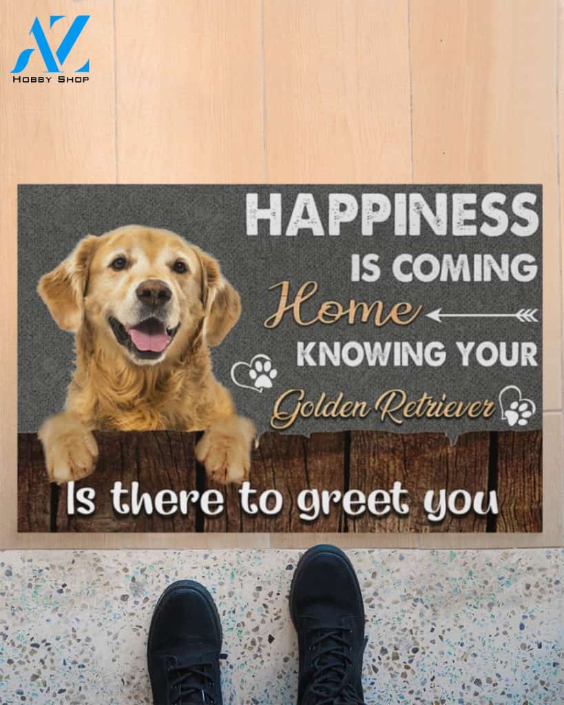 Golden Retriever Happiness Is Coming Home Funny Doormat Gift For Dog Lovers Birthday Gift Home Decor Warm House Gift Welcome Mat
