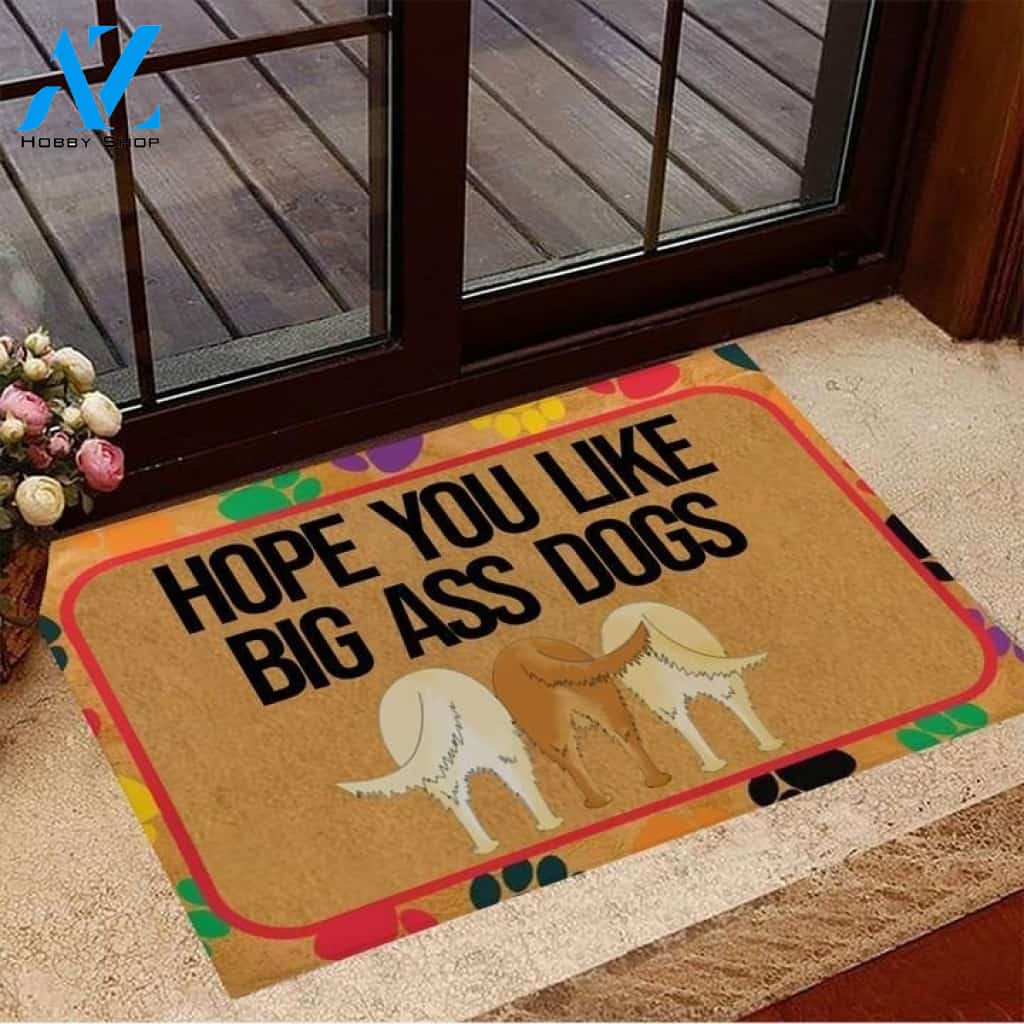Golden Retriever Hope You Like Big Ass Dogs Doormat, Gift For Dog lovers, Welcome Mat Housewarming Gift Home Decor Funny Doormat Gift For Family Friend