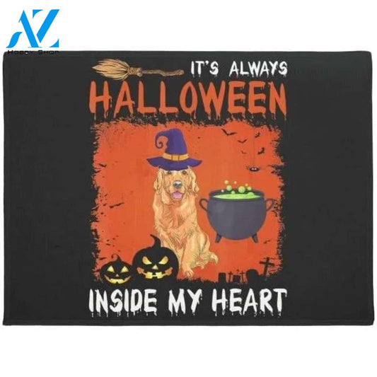 Golden Retriever It's Always Halloween Inside My Heart Doormat Welcome Mat Housewarming Gift Home Decor Funny Doormat Gift For Dog Lovers Happy Halloween