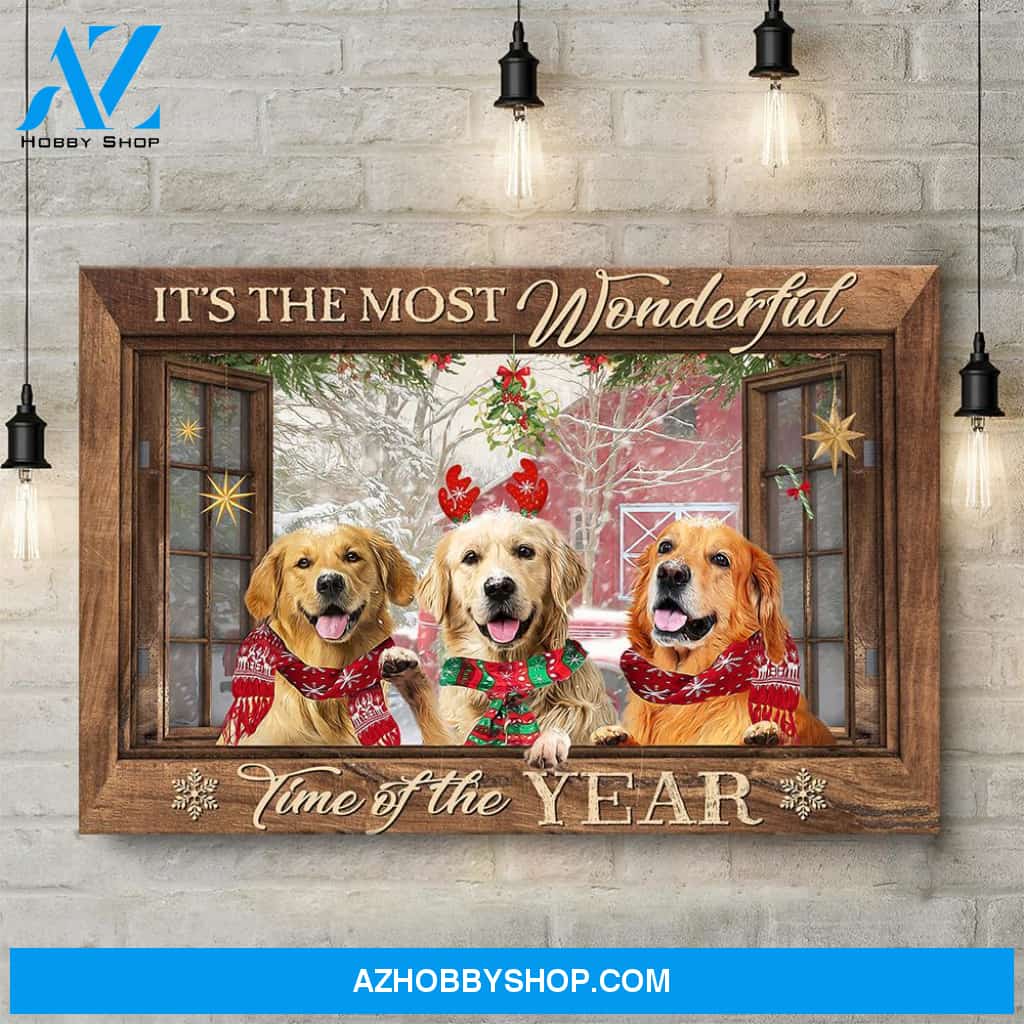 Golden Retriever - It's The Most Wonderful Time Of The Year Canvas (No Frame) - CC1021HN dog