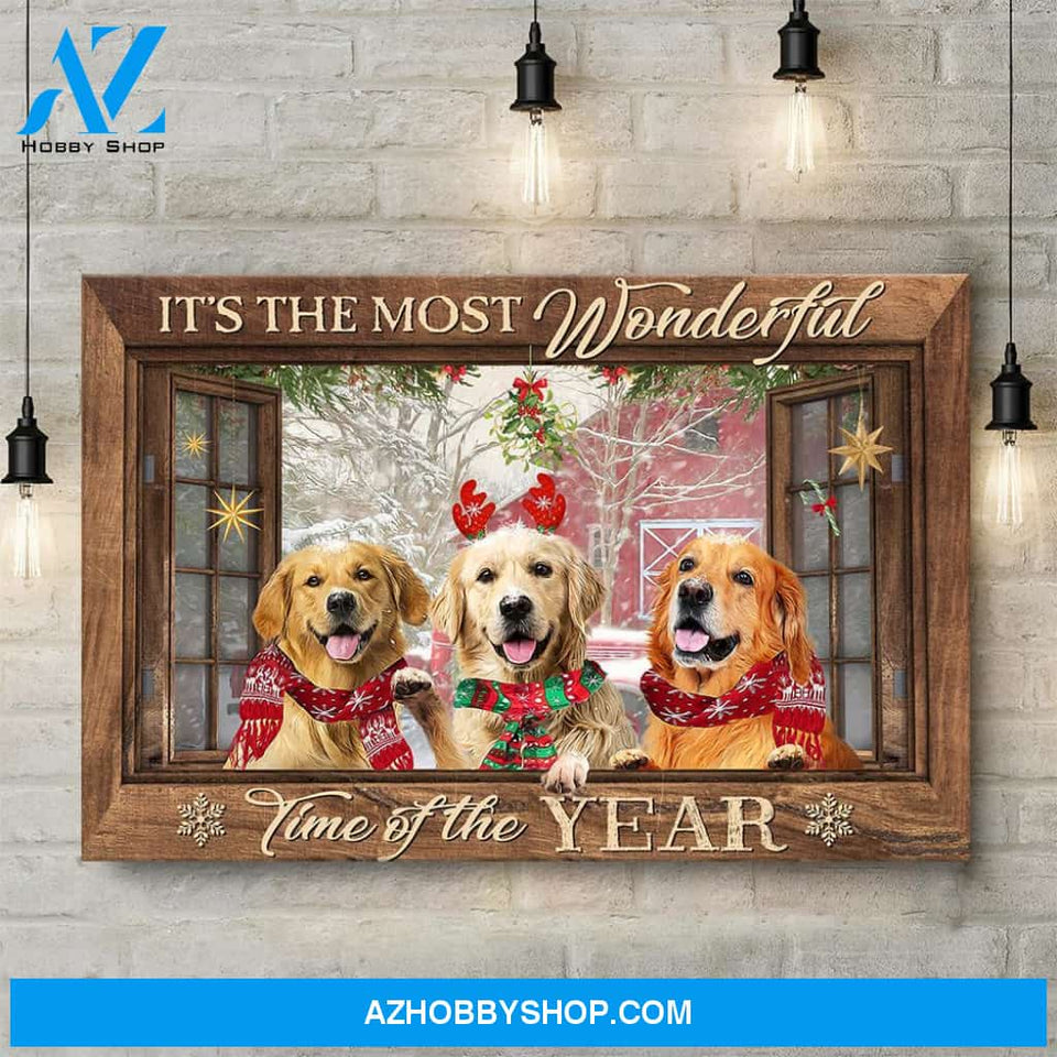 Golden Retriever - It's The Most Wonderful Time Of The Year Canvas (No Frame) - CC1021HN dog
