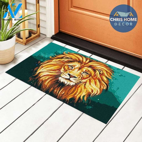 Golden Retriever Lion Oil Painting Easy Clean Welcome DoorMat | Felt And Rubber | DO1961