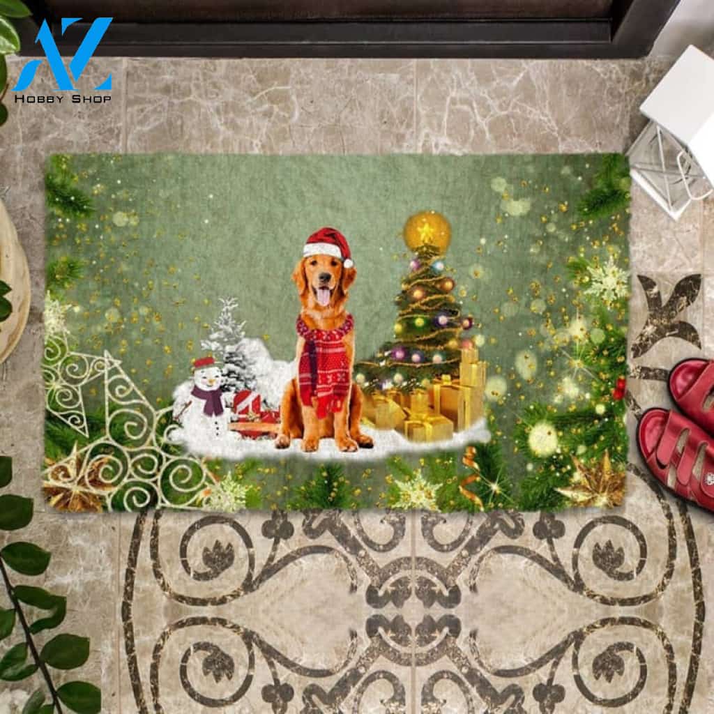 Golden Retriever Merry Christmas Doormat