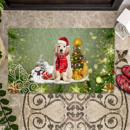 Golden Retriever Merry Christmas Doormat