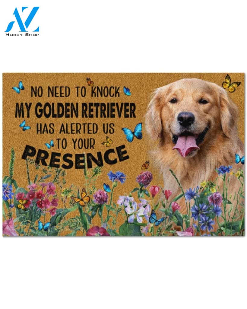 Golden Retriever No Need To Knock gift for you Doormat Gift Dog Lover Warm House Gift Welcome Mat Gift For Family Friend Birthday Gift
