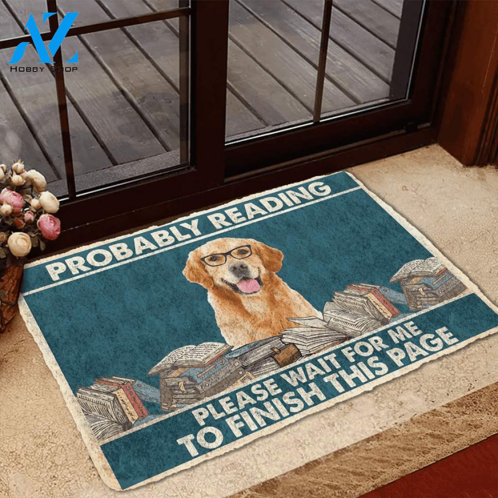 Golden Retriever Probably Reading Please Wait Doormat