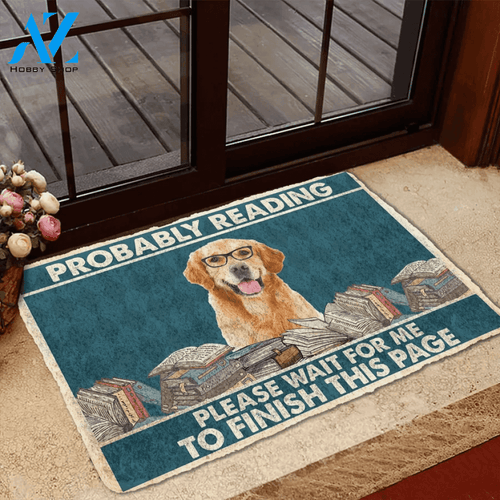 Golden Retriever Probably Reading Please Wait Doormat