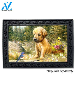 Golden Retriever Pup and Bluebird Doormat - 18" x 30"