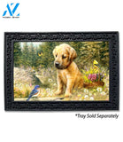 Golden Retriever Pup and Bluebird Doormat - 18" x 30"