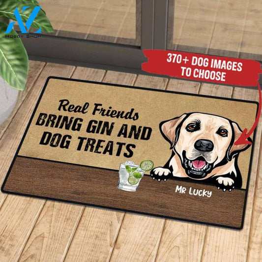 Golden Retriever Real Friends Bring Gin And Dog Treats Green Doormat