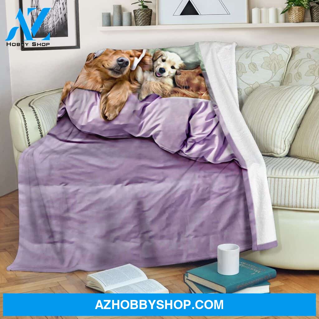 Golden retriever sleeping premium blanket Gift Girlfriend