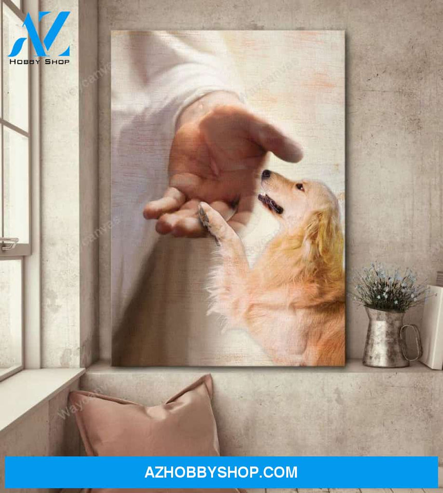 Golden Retriever - Take my hand Golden retriever Portrait Canvas Prints, Wall Art