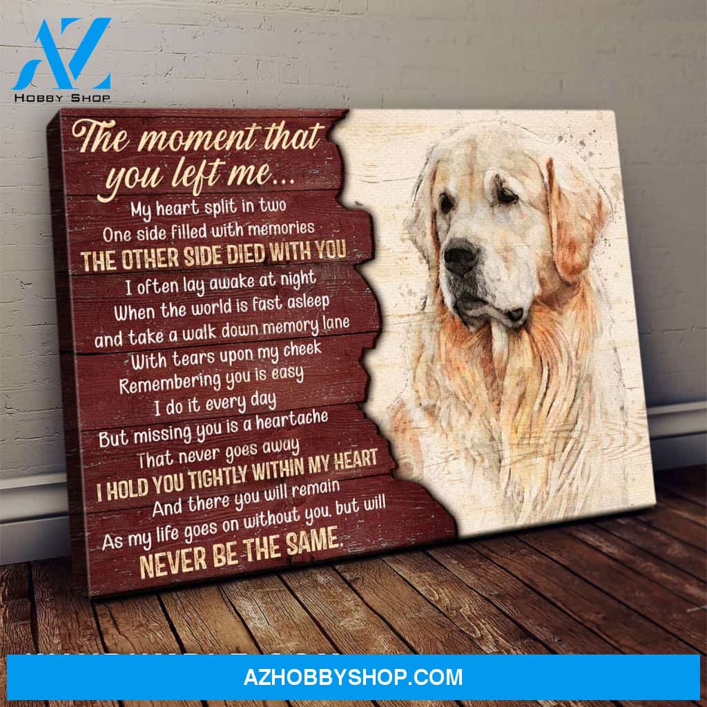 Golden retriever - The moment that you left me, my life is never the same Landscape Canvas Prints, Wall Art