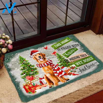 Golden Retriever This Home Is Filled With Kisses Christmas Dog Doormat