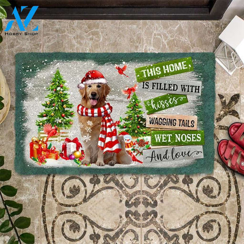 Golden Retriever This Home Is Filled With Kisses Christmas Dog Doormat
