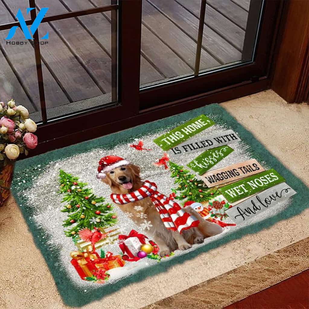 Golden Retriever This Home Is Filled With Kisses Christmas Dog Doormat