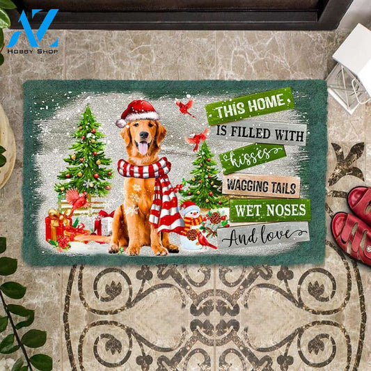 Golden Retriever This Home Is Filled With Kisses Christmas Dog Doormat