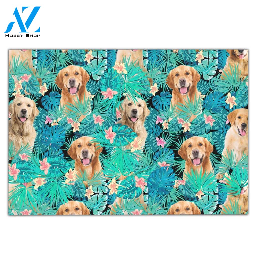 Golden Retriever Tropical H010510 Doormat | Welcome Mat | House Warming Gift