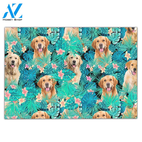 Golden Retriever Tropical H010510 Doormat | Welcome Mat | House Warming Gift