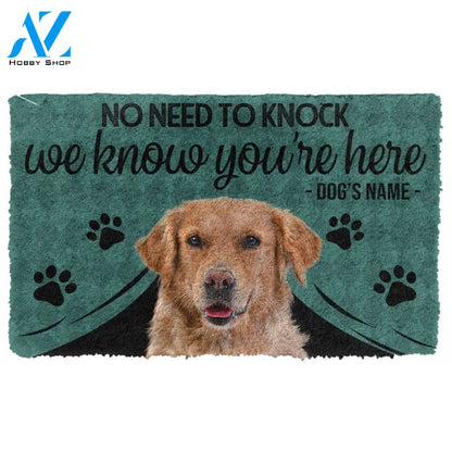 Gearhumans Gearhuman 3D Golden Retriever We Know You Are Here Custom Name Doormat