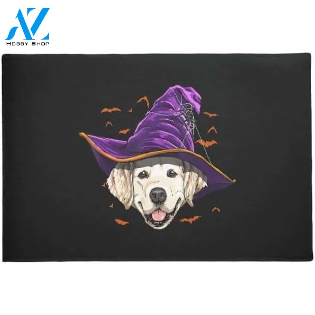 Golden Retriever Witch Funny Halloween Doormat Welcome Mat Housewarming Gift Home Decor Funny Doormat Gift For Dog Lovers