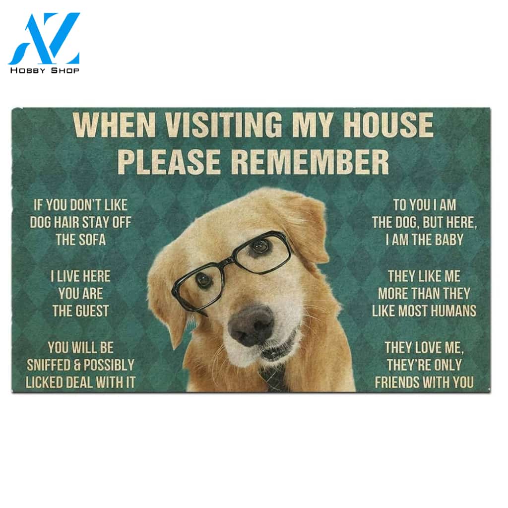 Golden Retriever With Glasses's Rules Doormat