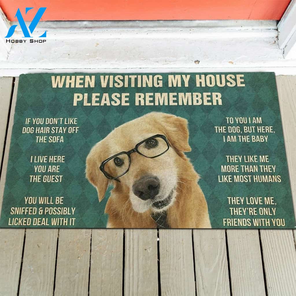 Golden Retriever With Glasses's Rules Doormat