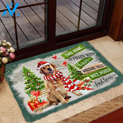 Golden Retriever02 This Home Is Filled With Kisses Christmas Dog Doormat
