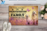 Golden Retrievers Are Part Of The Family Doormat Indoor And Outdoor Mat Entrance Rug Sweet Home Decor Housewarming Gift Gift For Friend Family Stem Feminist