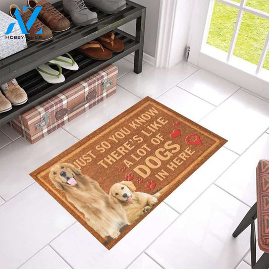 Golden Retrievers In Here Doormat