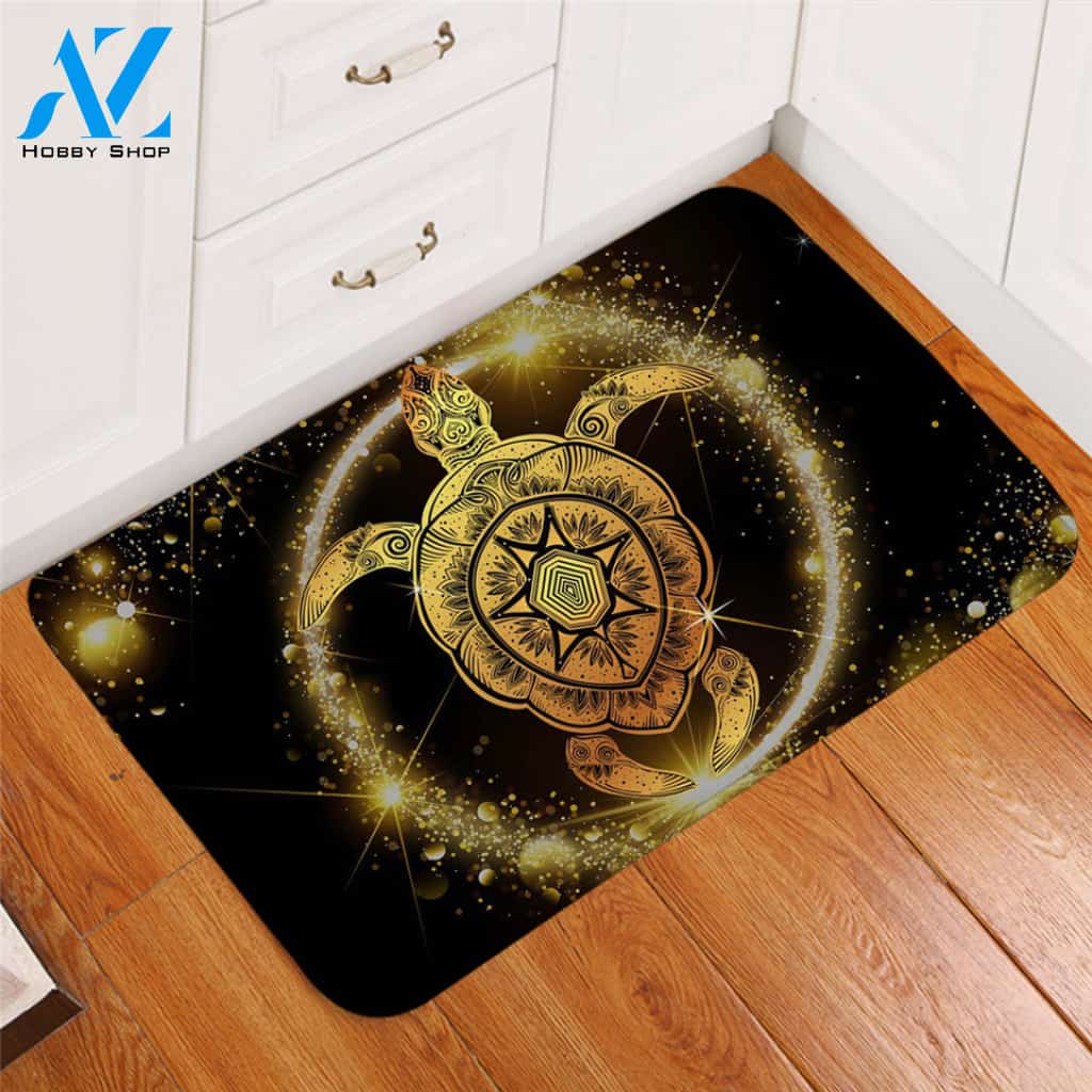 Golden Shining Turtle Door Mat