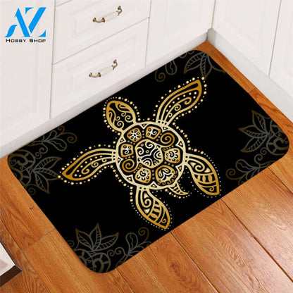 Golden Stylized Turtle Door Mat