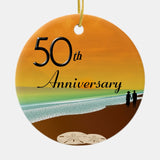 Golden Anniversary Beach Theme Ceramic Ornament