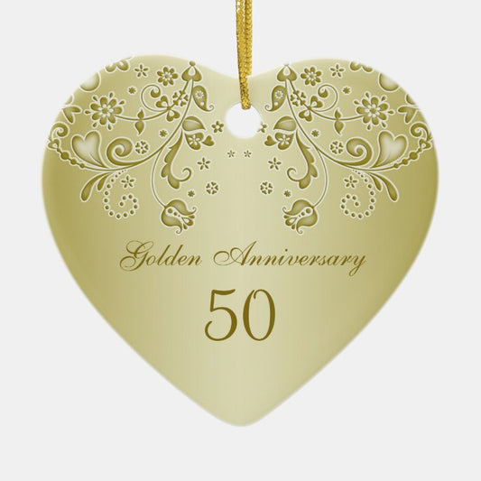 Golden Swirls 50Th Wedding Anniversary Ornament