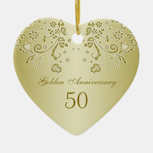 Golden Swirls 50Th Wedding Anniversary Ornament