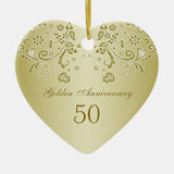 Golden Swirls 50Th Wedding Anniversary Ornament