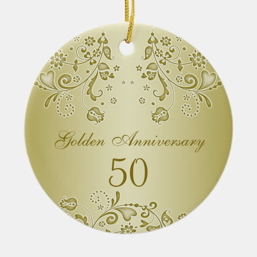 Golden Swirls 50Th Wedding Anniversary Ornament