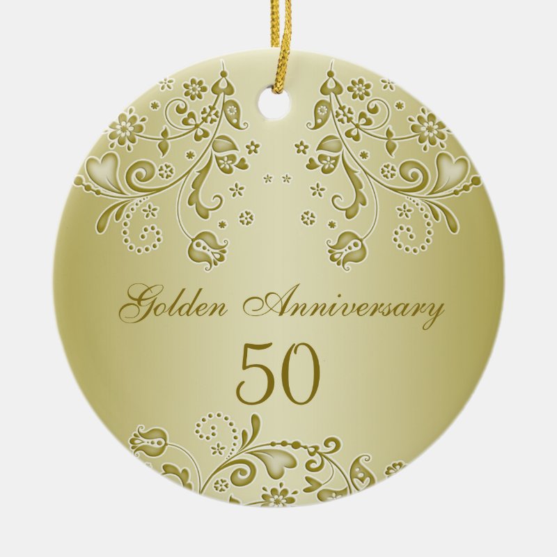 Golden Swirls 50Th Wedding Anniversary Ornament