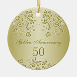 Golden Swirls 50Th Wedding Anniversary Ornament