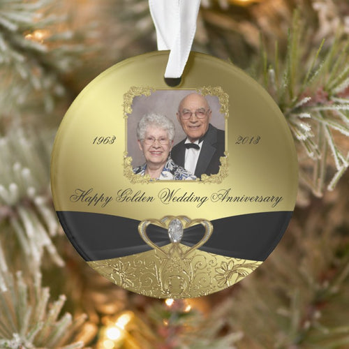 Golden Wedding Anniversary Photo Ornament