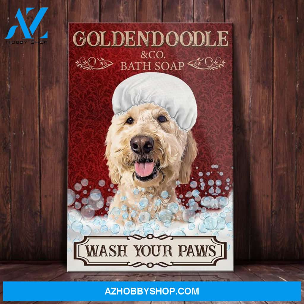 Goldendoodle Dog Bath Soap Company Canvas Wall Art, Wall Decor Visual Art