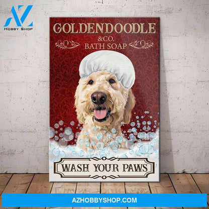 Goldendoodle Dog Bath Soap Company Canvas Wall Art, Wall Decor Visual Art
