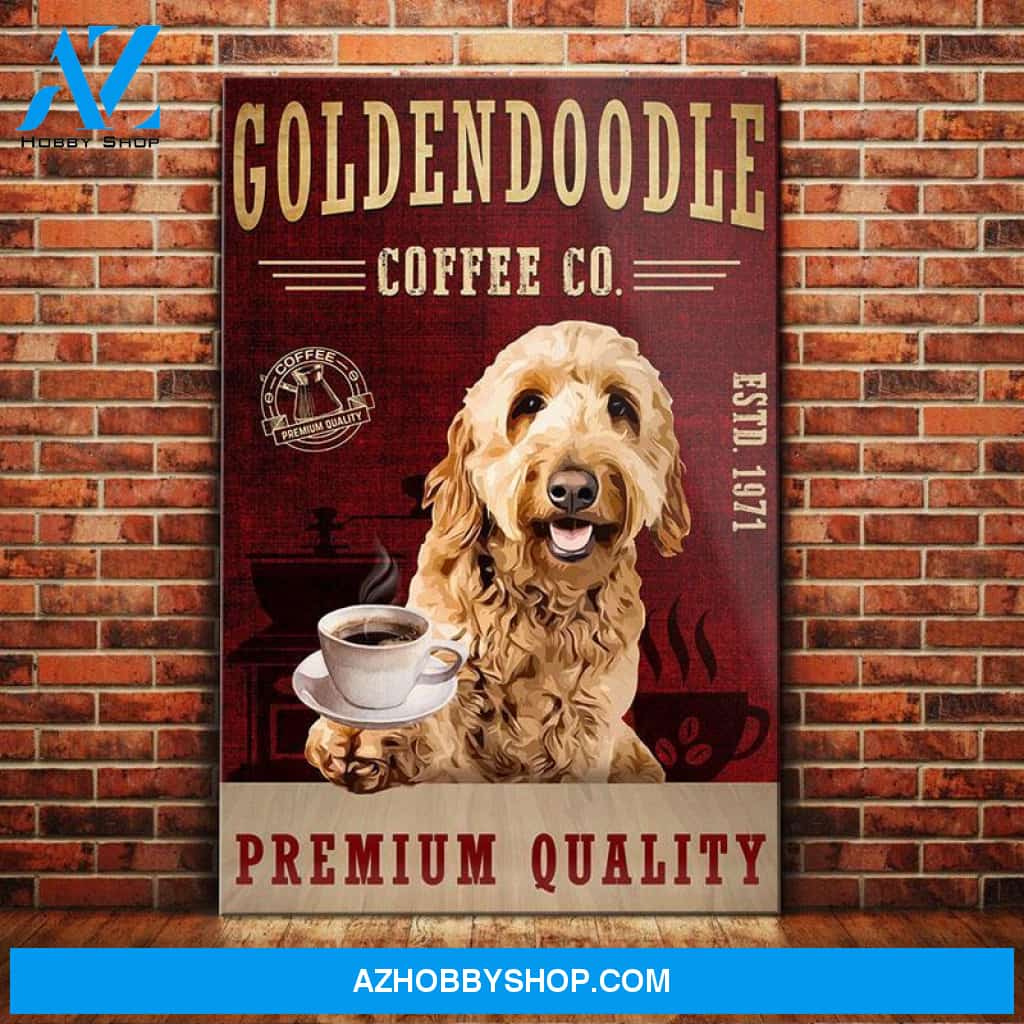 Goldendoodle Dog Coffee Company Canvas Wall Art, Wall Decor Visual Art
