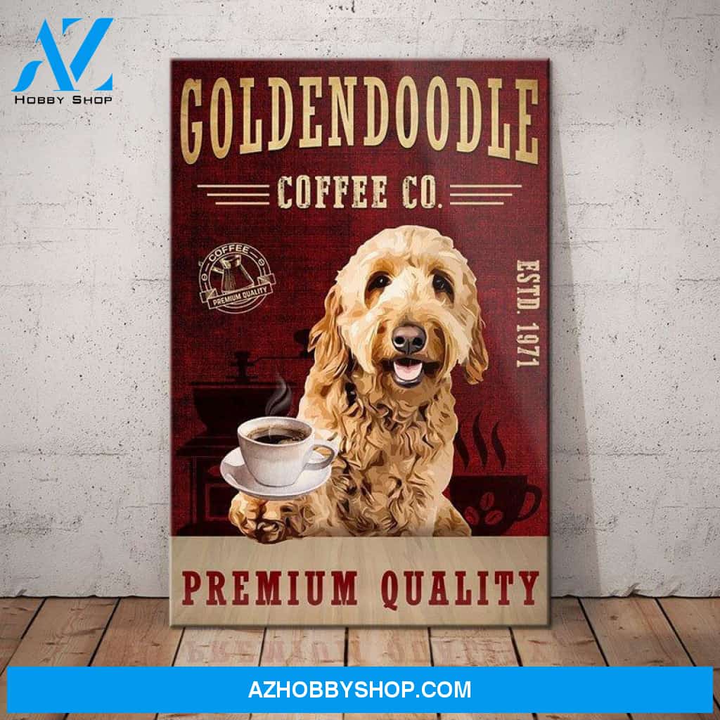 Goldendoodle Dog Coffee Company Canvas Wall Art, Wall Decor Visual Art