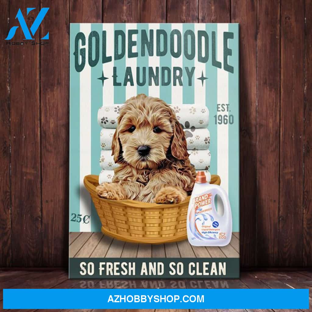 Goldendoodle Dog Laundry Company Canvas Wall Art, Wall Decor Visual Art