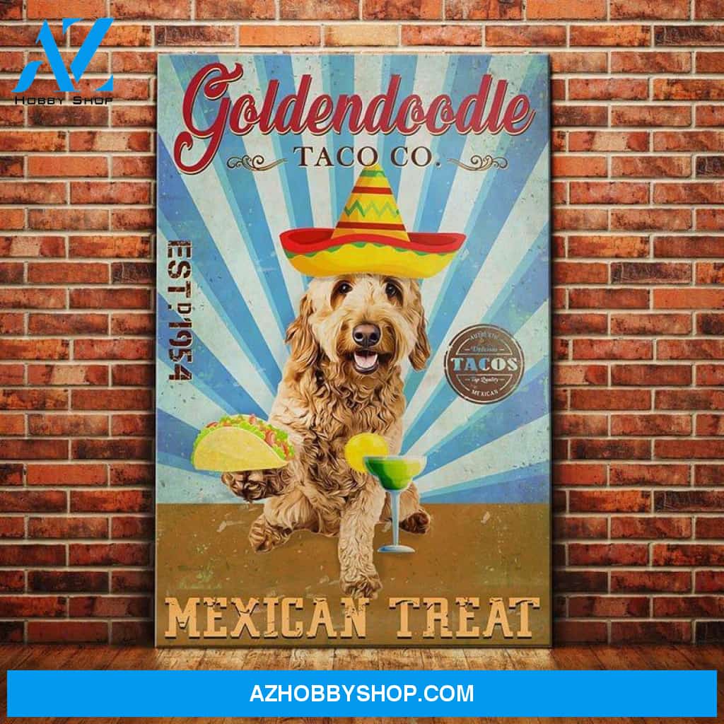 Goldendoodle Dog Taco Company Canvas Wall Art, Wall Decor Visual Art