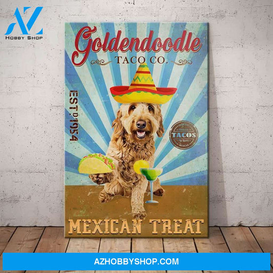 Goldendoodle Dog Taco Company Canvas Wall Art, Wall Decor Visual Art