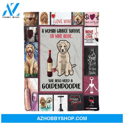 Goldendoodle Wine Fleece Blanket Home Decor Bedding Couch Sofa Soft and Comfy Cozy Gift For Friend Family, Birthday Gift